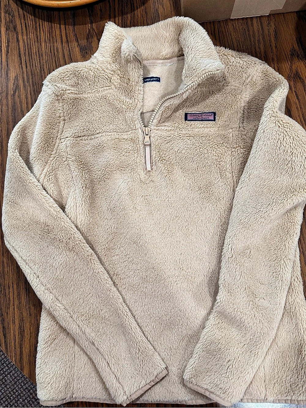 vineyard vines Plush Teddy Shep Shirt Quarter-Zip Fleece Pullover in Beige